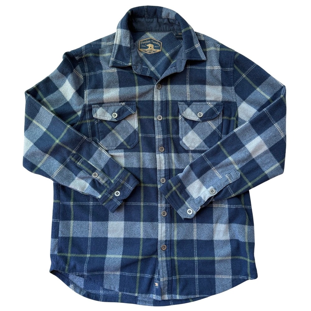 Freedom Foundry Men's Blue Plaid Flannel Shirt Size M Lightweight Warm Casual